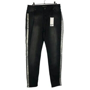 Boutique Hammer Jeans Black Silver Stripe Skinny Jeans 14